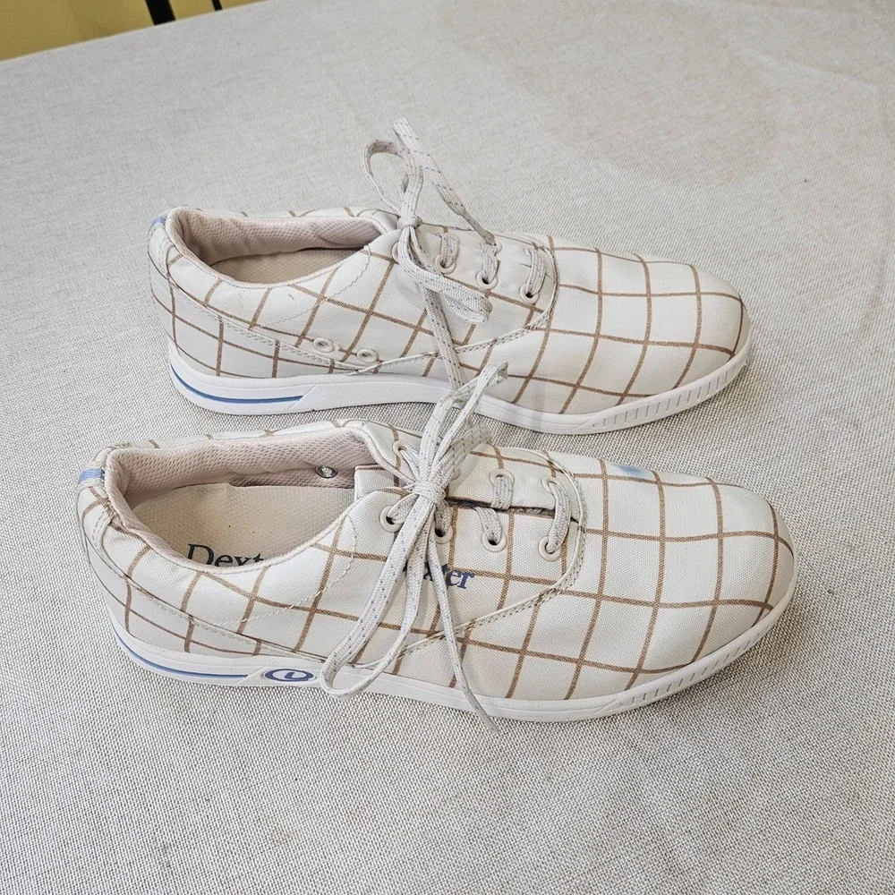 Dexter Kerrie Bowling Shoes Womens 9.5M Cream Brown Plaid Canvas DW0000635